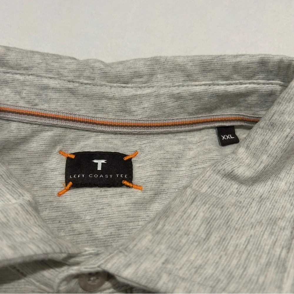 Left Coast Tee Shaped‎ Men's XXL Gray Short Sleeve Superfine Golf Polo Shirt